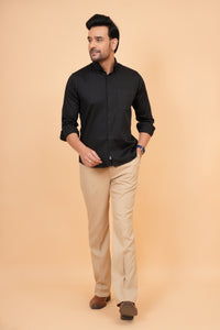 Black Tailored fit solid full sleeves formal shirt