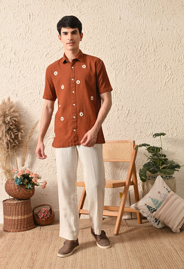 Embroidered Relaxed Fit Half Sleeve Shirt
