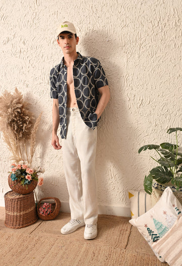 Embroidered Relaxed Fit Half Sleeve Shirt