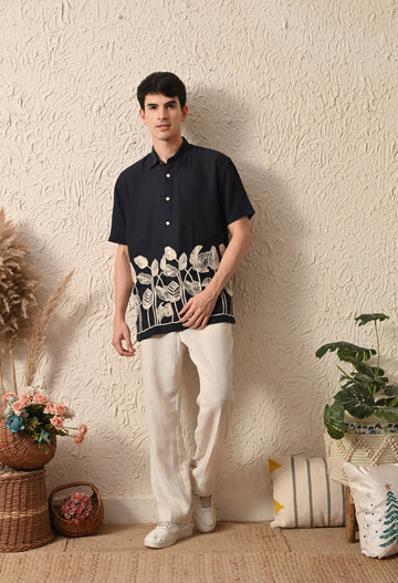 Embroidered Relaxed Fit Half Sleeve Shirt