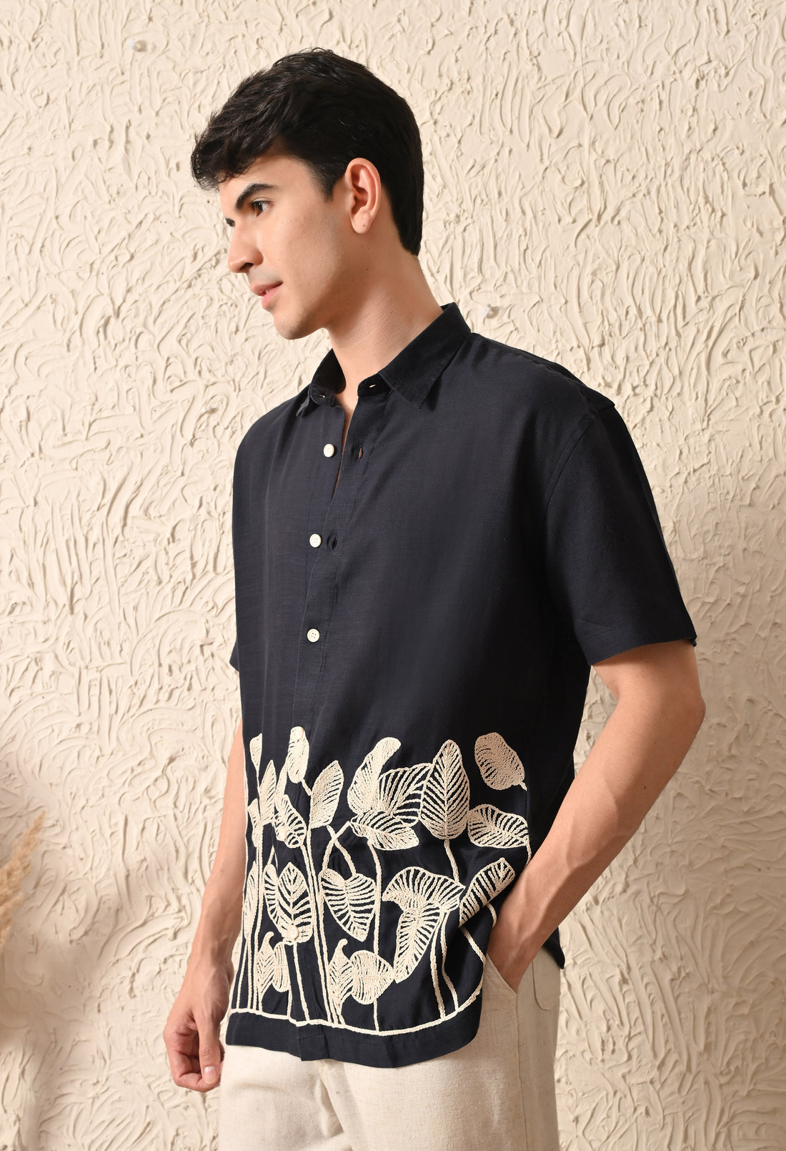 Embroidered Relaxed Fit Half Sleeve Shirt