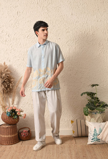 Embroidered Relaxed Fit Half Sleeve Shirt