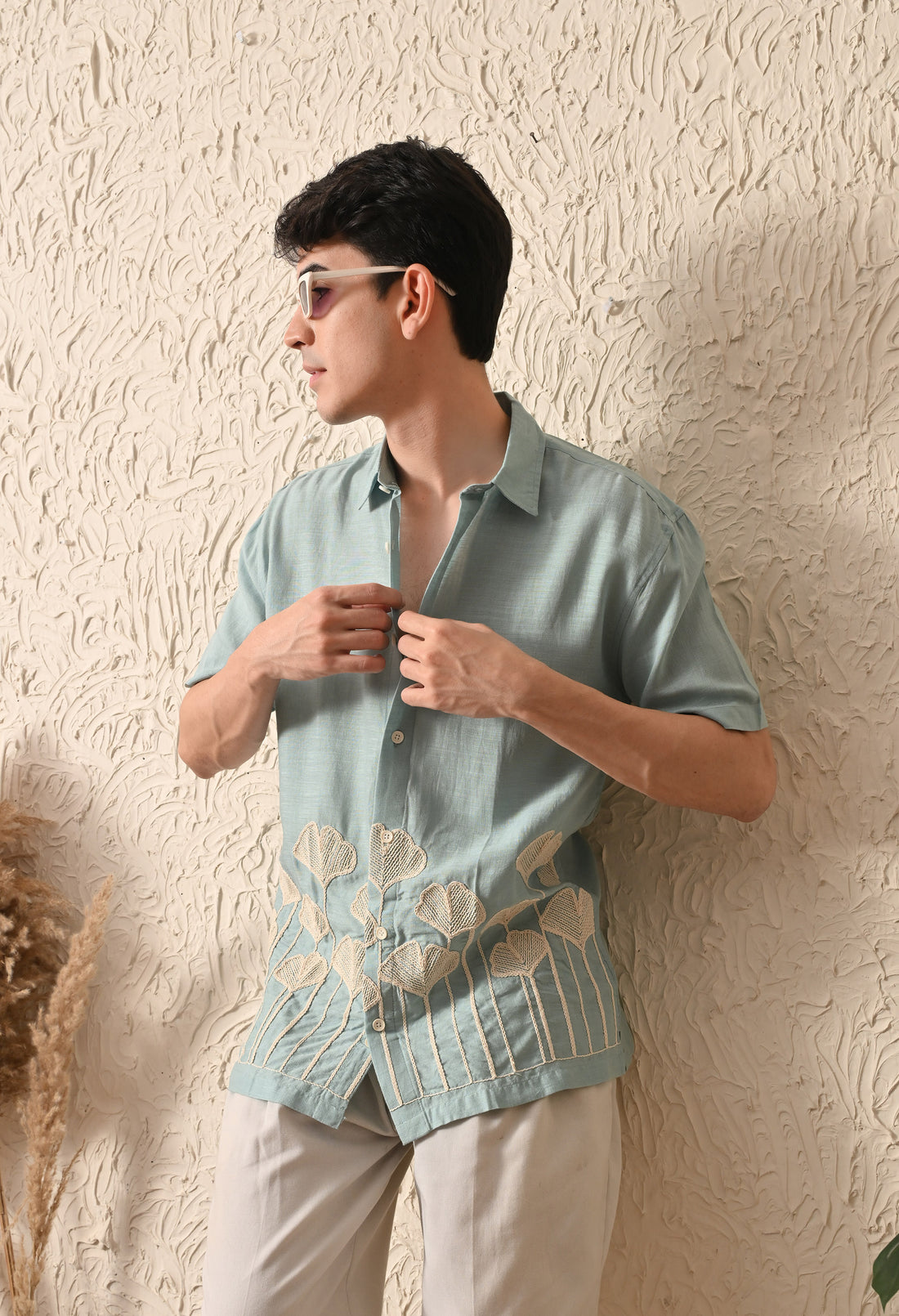 Embroidered Relaxed Fit Half Sleeve Shirt