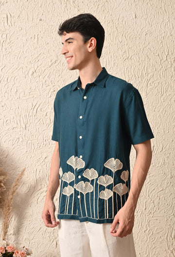 Embroidered Relaxed Fit Half Sleeve Shirt