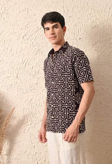 Embroidered Relaxed Fit Half Sleeve Shirt