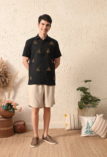 Embroidered Relaxed Fit Half Sleeve Shirt