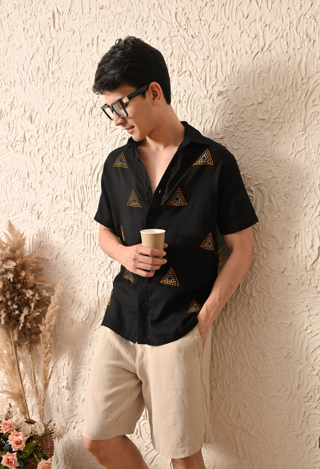 Embroidered Relaxed Fit Half Sleeve Shirt