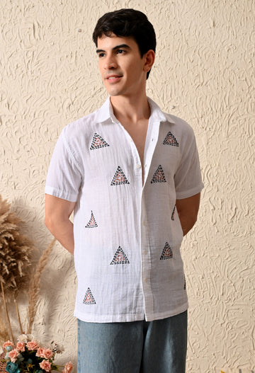 Embroidered Relaxed Fit Half Sleeve Shirt