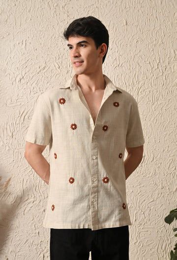 Embroidered Relaxed Fit Half Sleeve Shirt